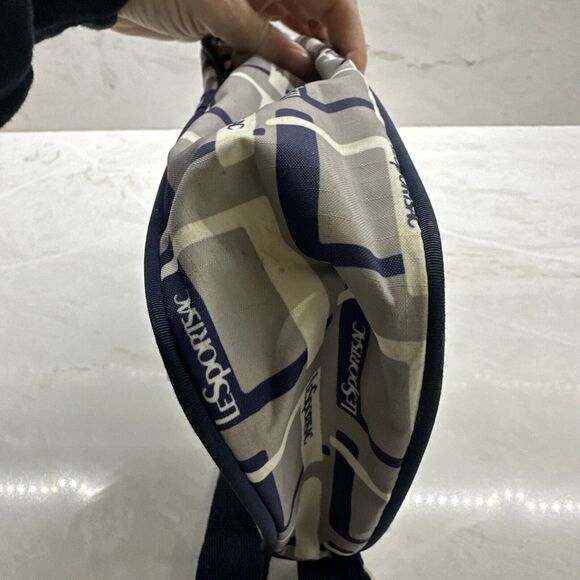 Vintage LeSportsac Blue/Gray White Crossbody Handbag Lightweight Nylon 90s - Picture 13 of 16